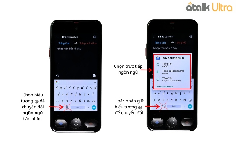 Thao Tác Thay Đổi Ngôn Ngữ Bàn Phím Để Nhập Bản Dịch