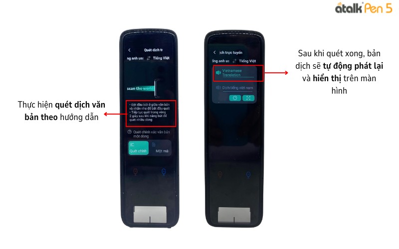 Các bước quét dịch văn bản trực tuyến trên ATalk Pen 5 Các bước quét dịch văn bản trực tuyến trên ATalk Pen 5