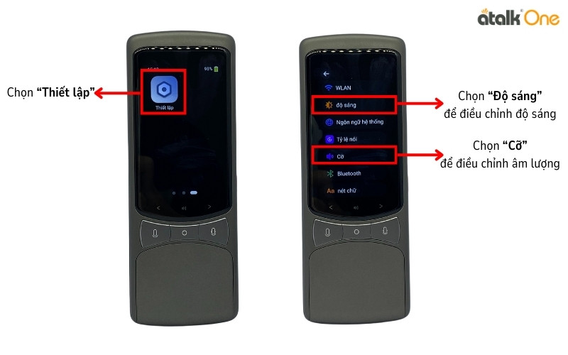 Tăng giảm âm lượng và độ sáng trên máy phiên dịch 2 chiều ATalk One