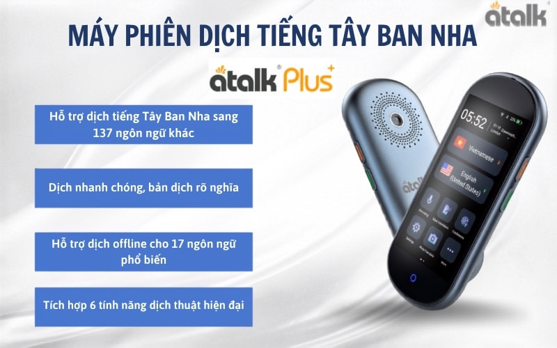 Máy Phiên Dịch Tiếng Tây Ban Nha ATalk Plus+ Cao Cấp