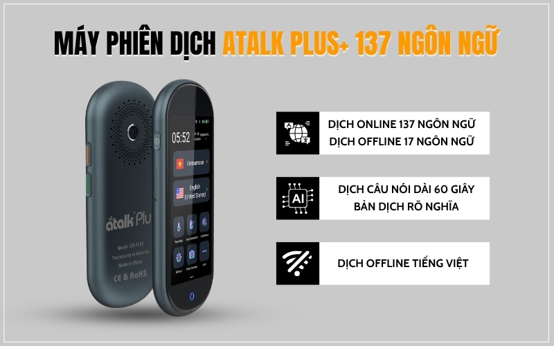 Máy Phiên Dịch 137 Ngôn Ngữ ATalk Plus+