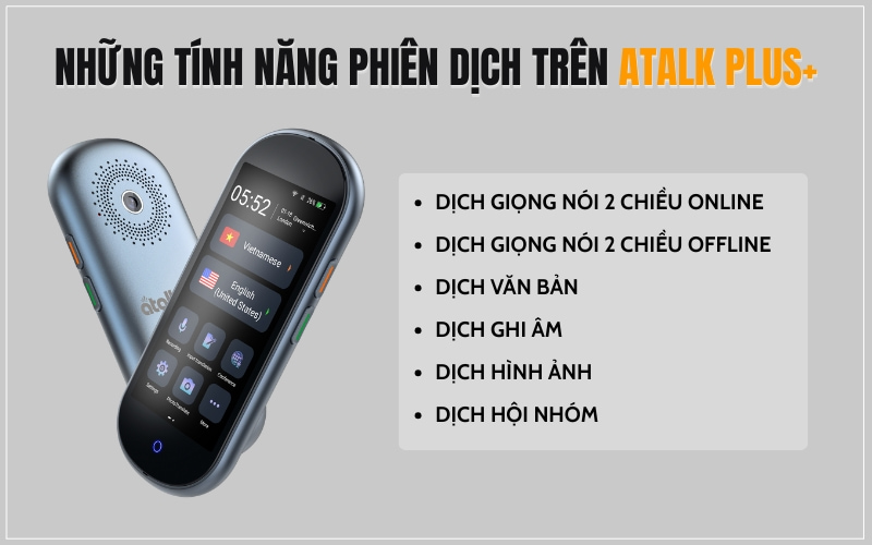 Những Tính Năng Phiên Dịch Nổi Bật Trên Máy Thông Dịch ATalk Plus+