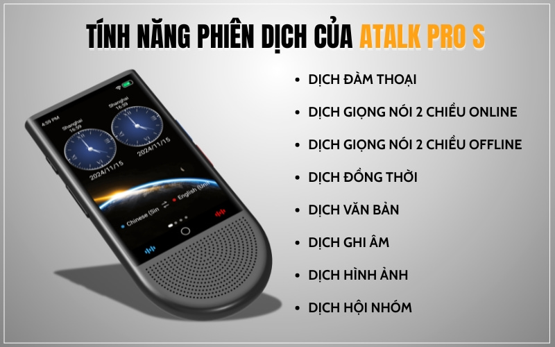 Những Tính Năng Phiên Dịch Nổi Bật Của Máy Dịch ATalk Pro S